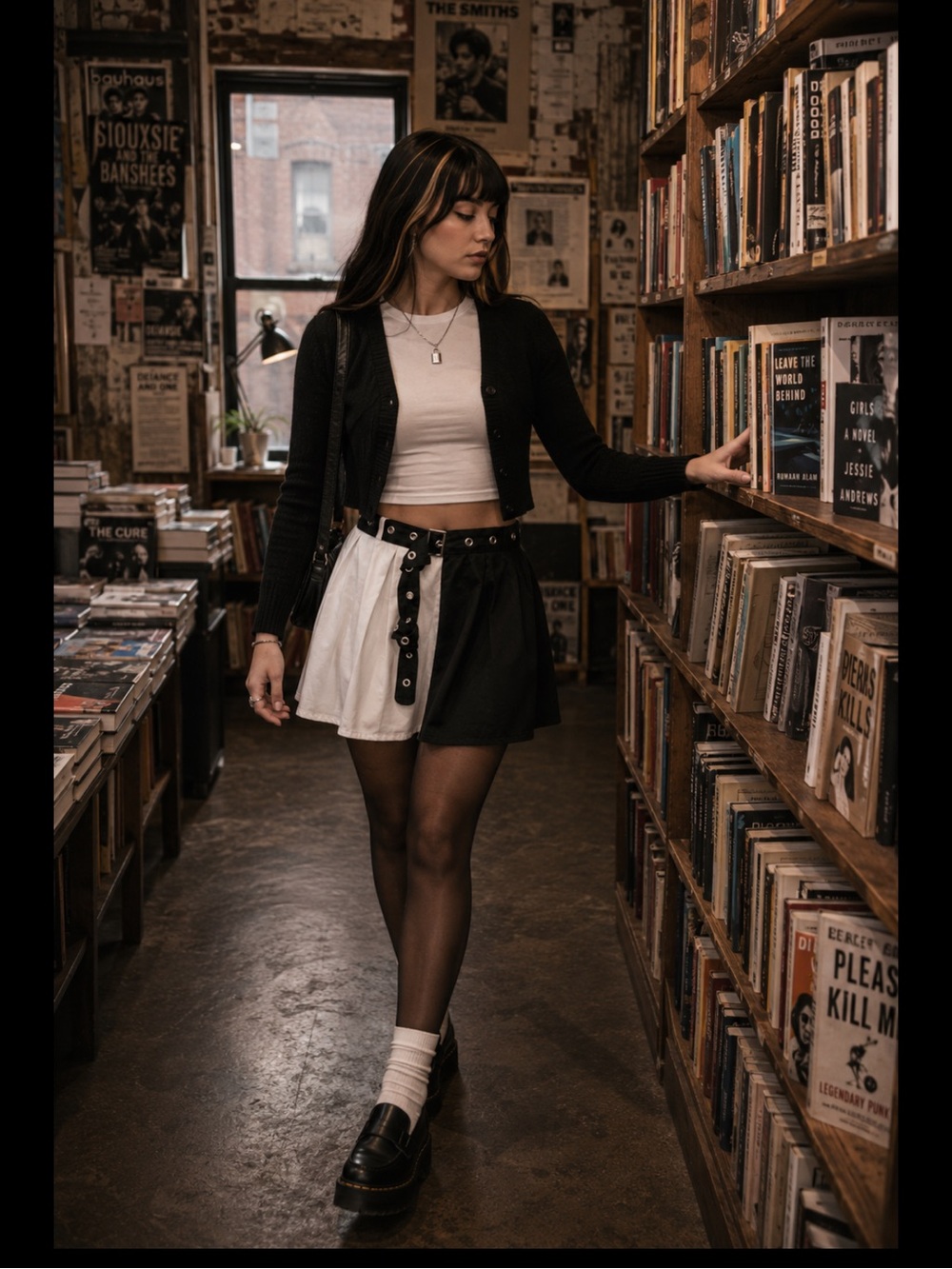 Hot Topic Black & White Colorblock Pleated Mini Skirt Removable Grommet Belt 2X - Picture 8 of 15